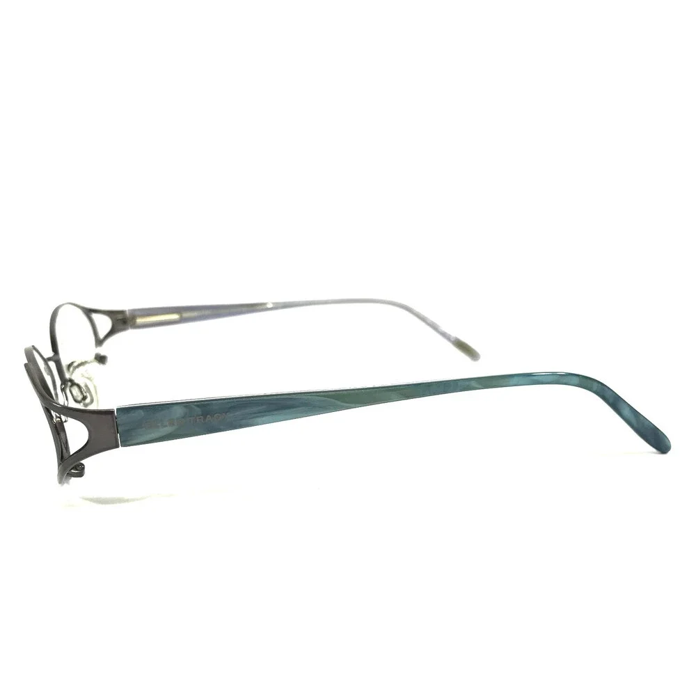 Ellen Tracy Eyeglasses Frames LUTETIA Gunmetal Gray Blue Oval Wire Rim 50-17-130